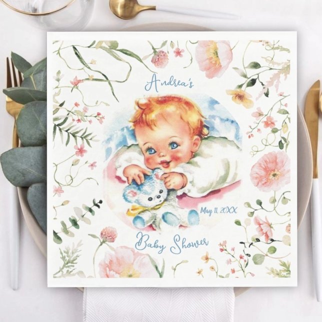 Pastel Vintage Baby Girl Baby Shower  Napkins (Creator Uploaded)