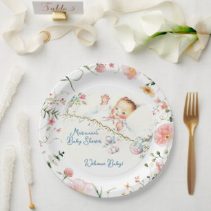 Pastel Vintage Baby Girl Baby Shower Paper Plates