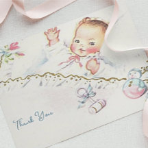 Pastel Vintage Baby Girl Baby Shower Thank You