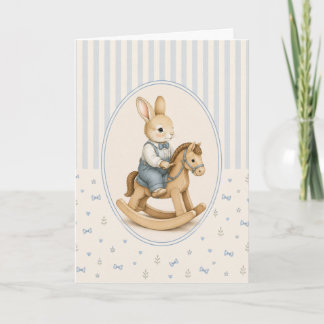 Pastel Vintage Bunny Boy Personalized Card