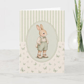 Pastel Vintage Bunny Boy Personalized Card