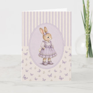 Pastel Vintage Bunny Girl Greeting Card