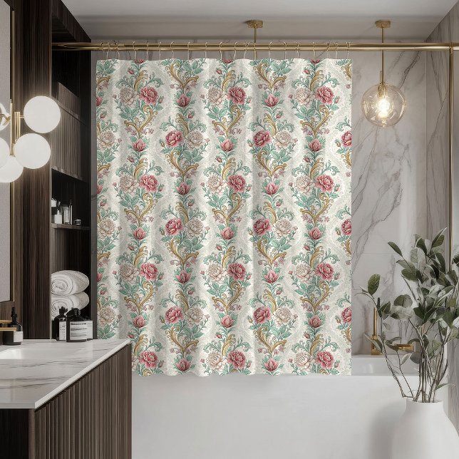 Pastel Vintage Curtain Elegant Damask Bathroom (Pastel Vintage Curtain Elegant Damask Bathroom)