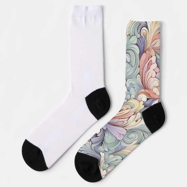 Pastel Vintage Doodle Art Socks, Unisex Art Socks (Left)