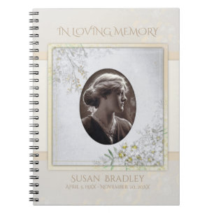 Pastel Vintage Flowers Funeral Memorial Guest Book