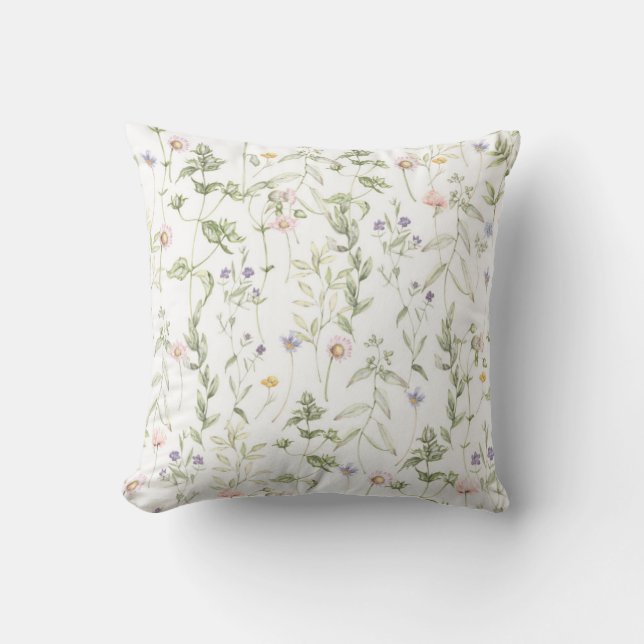 Pastel Vintage Flowers Throw Pillow (Front)
