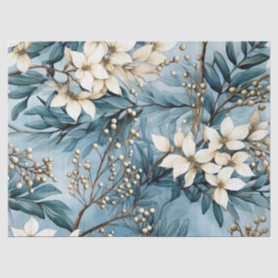 Pastel Vintage Inspired  Winter Blue Floral  Tissue Paper