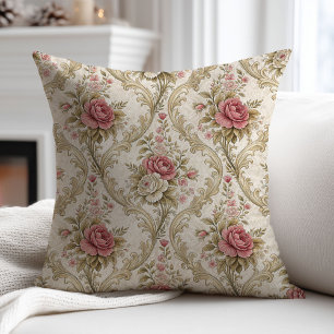 Pastel Vintage Pillow Elegant Victorian Damask Loo