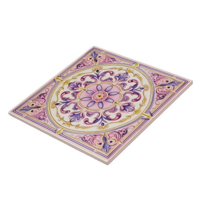 Pastel Vintage Style Ceramic Tile. Tile (Side)