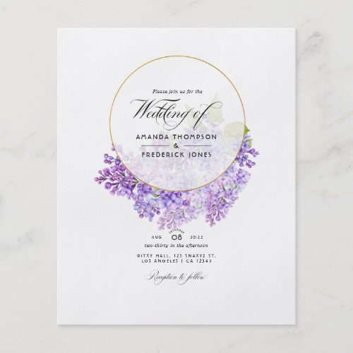 Pastel Violet and Gold Geometric Herbarium Wedding Flyer