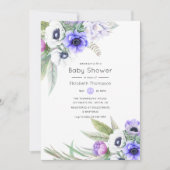 Pastel Violet and Plum Floral Baby Shower Invitation (Front)