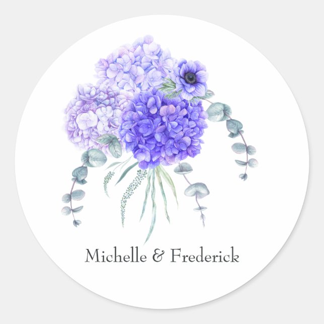 Pastel Violet Floral Classic Round Sticker (Front)