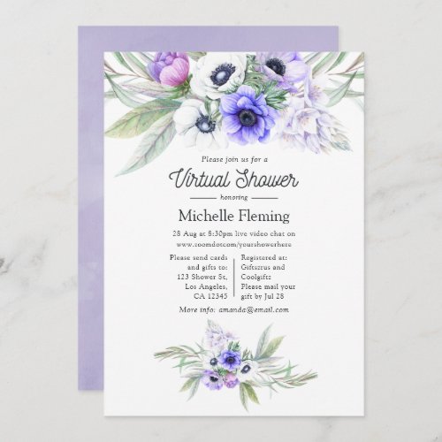 Pastel Violet Floral Virtual Shower Invitation