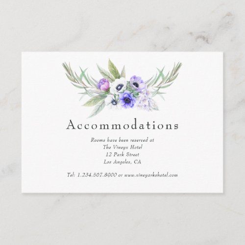 Pastel Violet Floral Wedding Accommodations Enclosure Card