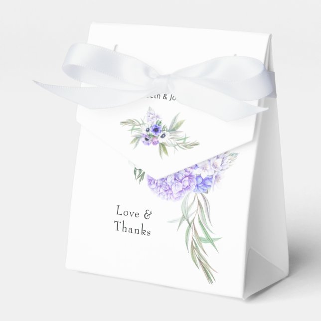 Pastel Violet Floral Wedding Favor Boxes (Front Side)