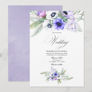 Pastel Violet Floral Wedding Invitation