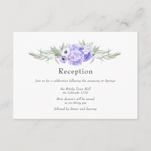 Pastel Violet Floral Wedding Reception Enclosure Card