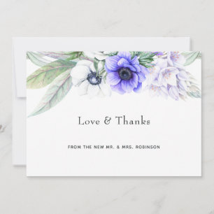 Pastel Violet Floral Wedding Thank You Card