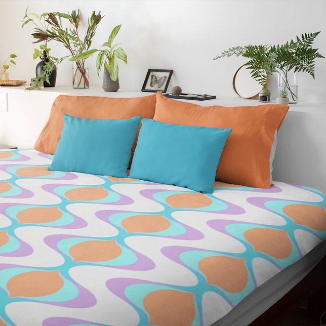 Pastel Violet Orange Aqua Blue Ogee White Waves Duvet Cover (Creator Uploaded)