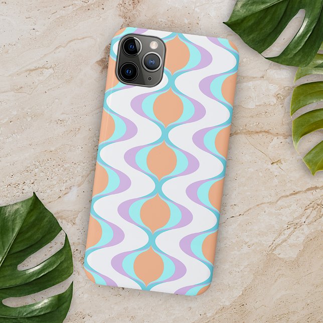 Pastel Violet Orange Aqua Blue Ogee White Waves iPhone Case (Creator Uploaded)