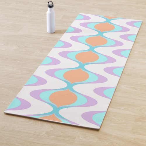 Pastel Violet Orange Aqua Blue Ogee White Waves Yoga Mat