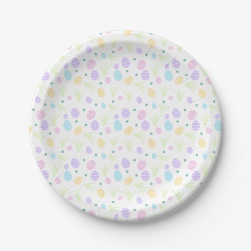 Pastel Violet Pink Easter Eggs Pattern Party Paper Plates