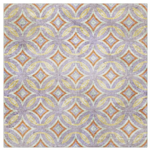 Pastel Violet Purple Orange Circles Mosaic Pattern Fabric