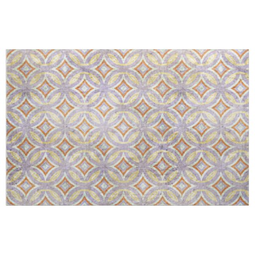 Pastel Violet Purple Orange Circles Mosaic Pattern Fabric