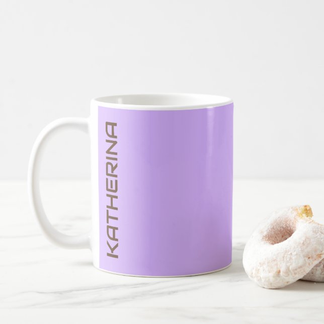 Pastel Violet Solid Color Personalized  Coffee Mug (With Donut)