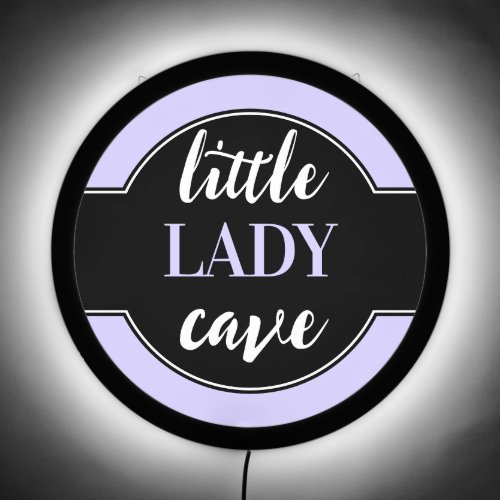 Pastel Violet White Little Lady Cave Room LED Sign