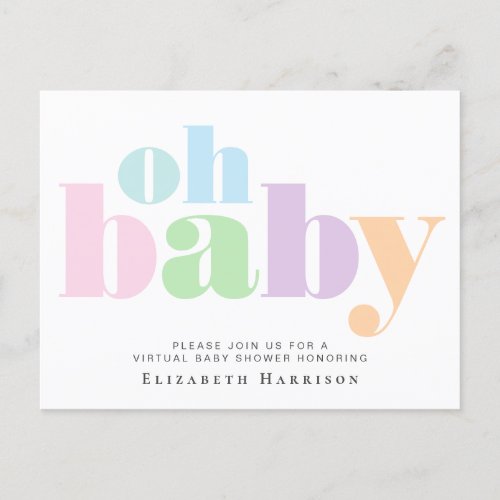 Pastel Virtual Baby Shower Invitation Postcard