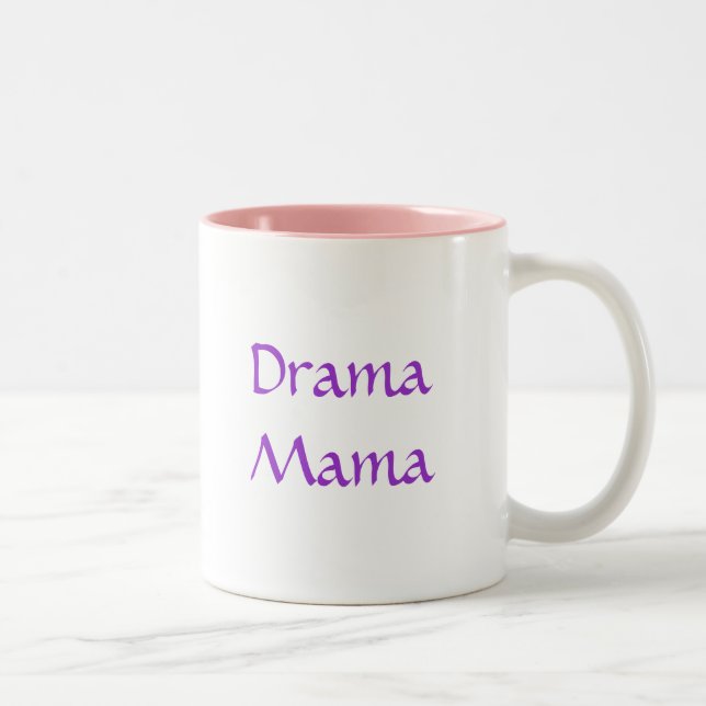 Pastel Walking Drama Masks, Drama Mama Two-Tone Coffee Mug (Right)