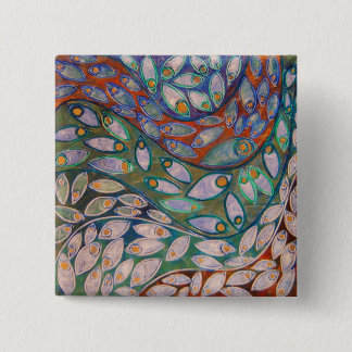 pastel water peacocks (painting) button