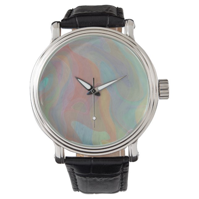 Pastel Watercolor Abstract Art Watch (Front)