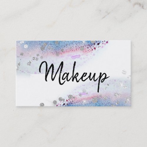  Pastel Watercolor Abstract Glitter Blue Business Card