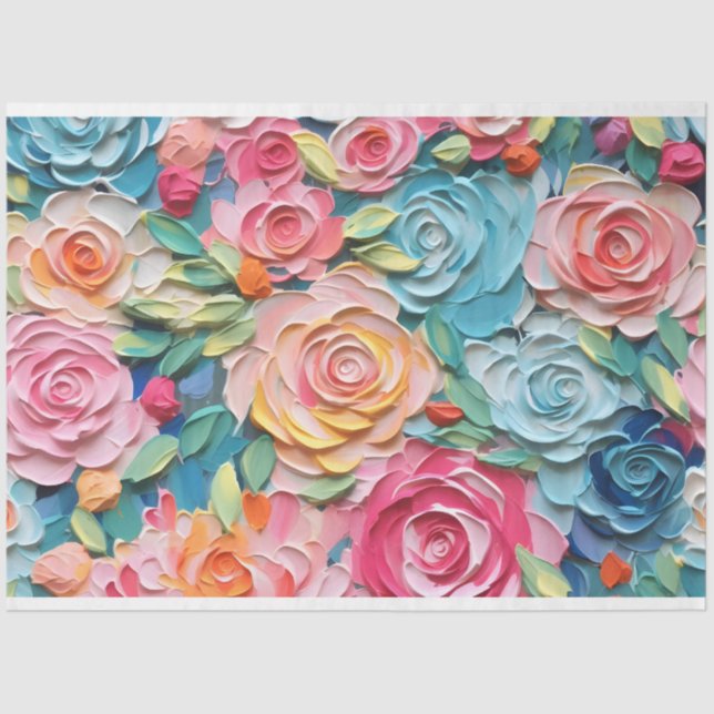 Pastel Watercolor Abstract Roses Decoupage Tissue Paper (Front)