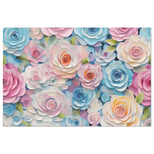 Pastel Watercolor Abstract Roses Decoupage Tissue Paper