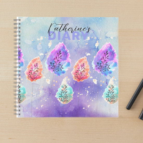 Pastel Watercolor and Ink Serene Leaves Diary