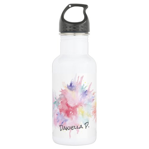 Pastel Watercolor Art Attack Kids Signature Stainless Steel Water Bottle