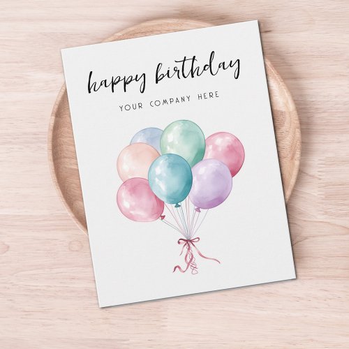 Pastel Watercolor Balloons Business Happy Birthday Postcard