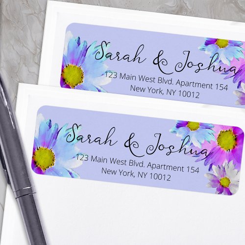Pastel Watercolor Blossoms Wedding Return Address Label