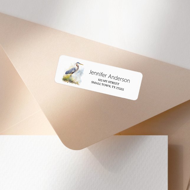 Pastel Watercolor Blue Heron Address Label (Creator Uploaded)
