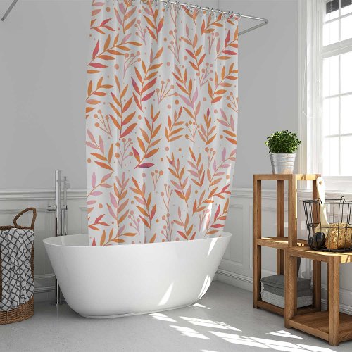 Pastel watercolor branches orange and pink shower curtain