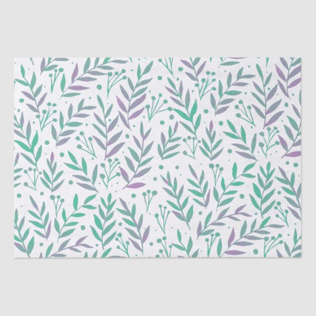 Pastel watercolor branches purple and green tissue paper (Front)