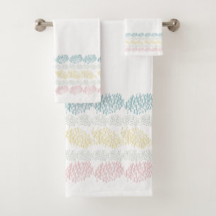 Pastel Watercolor Brushstrokes Bath Towel Set