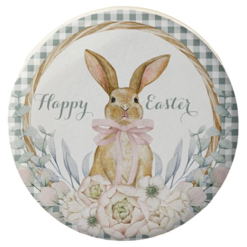 Pastel Watercolor Bunny Floral Wreath Easter Chocolate Covered Oreo