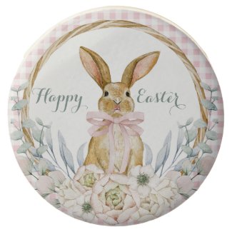 Pastel Watercolor Bunny Floral Wreath Easter