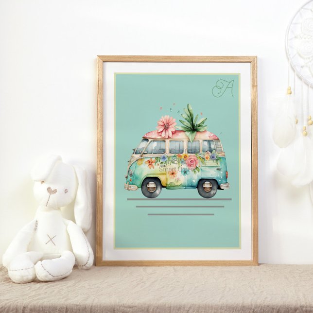 Pastel Watercolor Bus Nursery Poster (Creator Uploaded)