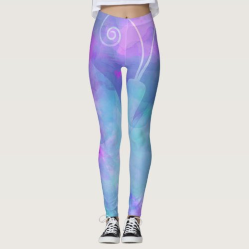 Pastel Watercolor Butterfly Abstract Spring Leggings