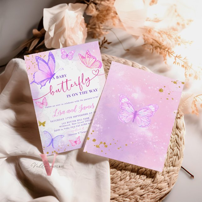 Pastel Watercolor Butterfly Baby Shower Invitation (Creator Uploaded)